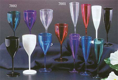 Crystal Plastic Flutes and Wine Glasses