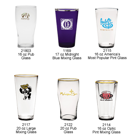 Custom Imprinted Mixing and Pub Glasses