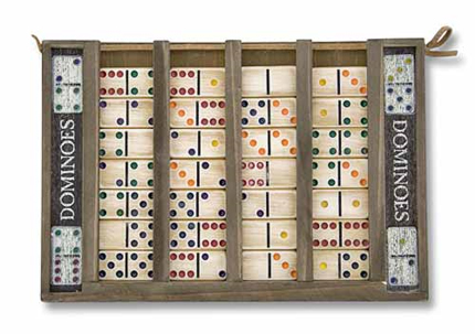 Dominoes: Dominoes Set with Colorful Wooden Tiles and Case