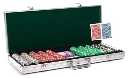 500 Chips Poker Chip Set 11.5 Gram Holdem Cards Game W/Aluminum Case & Dices 
