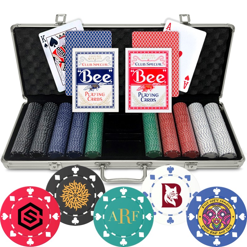 Slid til bundet nylon Custom Poker Chip Set - 500 Chips