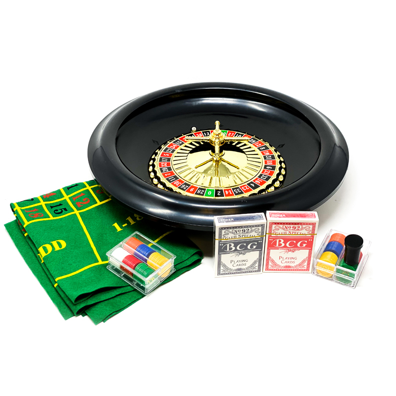 16-Inch Deluxe Roulette Wheel Spinning Set With Accessories Stamped Numbers 
