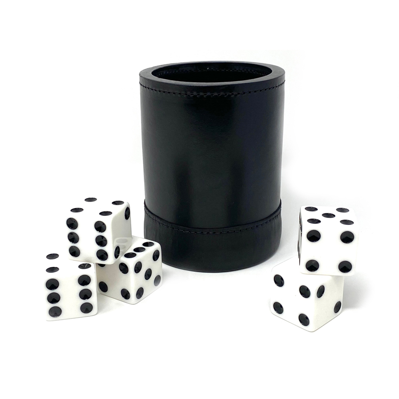 JUMBO Genuine Leather Dice Cup Box Large New Ribbed Inside High Quality 5 1/4" 
