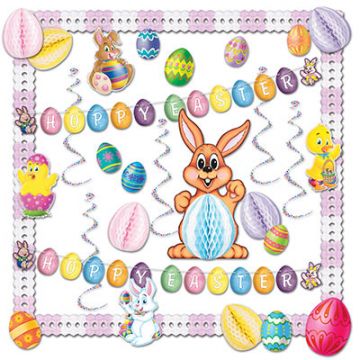 Flame-Resistant Easter Trimorama: 26 Piece Easter Decorating Kit