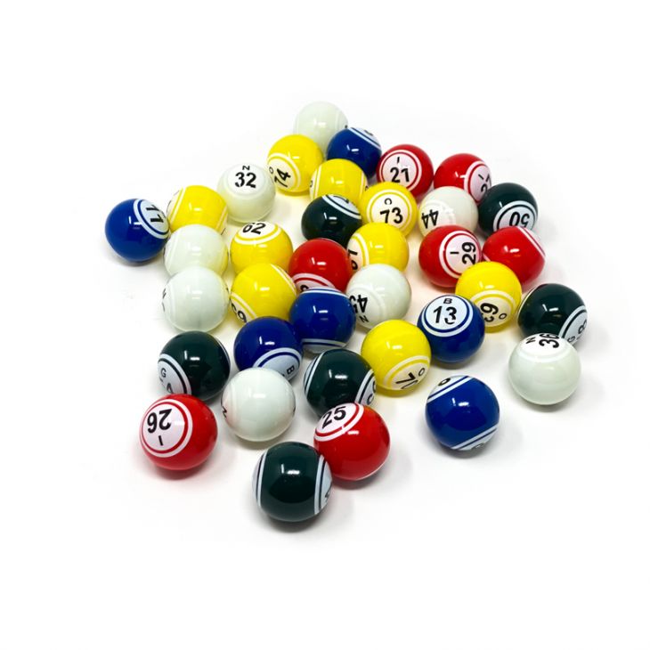Bingo Balls: Ping Pong Balls Set, Double Numbered 1-75, 5 Mixed Colors: Blue, Green, Red, White, Yel main image