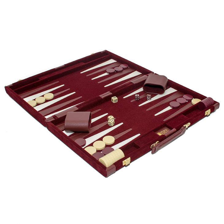 Backgammon Set: Designer Backgammon Set, Velour, Maroon, 15 in x 10 in. main image
