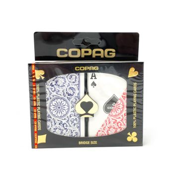 Copag 1546 Elite Plastic Playing Cards: Narrow, Super Index, Red/Blue