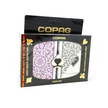 Copag Unique 100% Plastic Playing Cards -   Poker Size, Super Index, Purple/Gray 2 Deck Set
