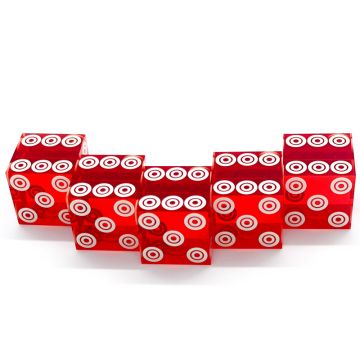 Bird's Eye Casino Dice: 3/4 in., High Polish, Razor Edge, Red (Stick of 5)