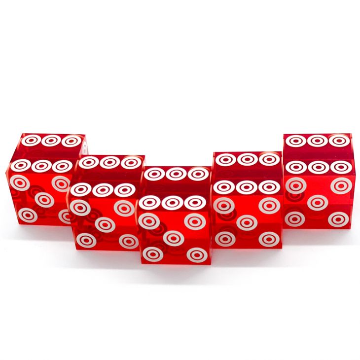 Bird's Eye Casino Dice: 3/4 in., High Polish, Razor Edge, Red (Stick of 5) main image