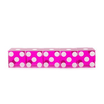 Flush Spots Casino Dice: 3/4 in., High Polish, Razor Edge, Pink (Stick of 5)