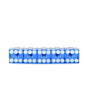 Flush Spots Casino Dice: 3/4 in., High Polish, Razor Edge, Dark Blue with Serial Numbers (Stick of 5