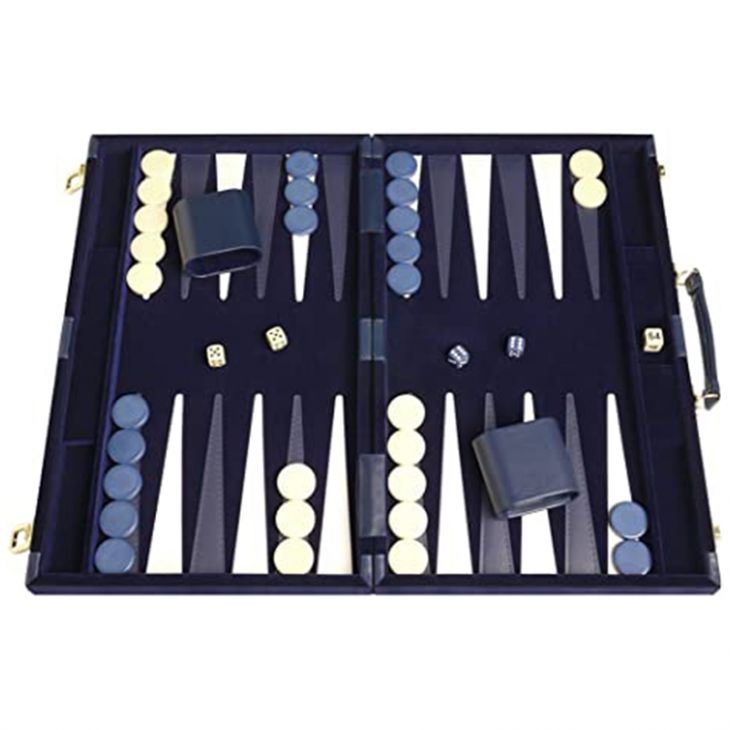 Backgammon Set: Designer Backgammon Set, Velour, Blue, 15 in. x 10 in. main image