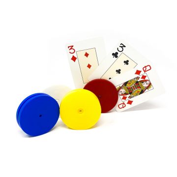 Plastic Table Game Accessories & Pieces for Kids Parties Family Fun Night Children Ages 3+ Adults Seniors Round Card Holders for Playing Cards 4 Pack Poker Canasta & Classroom Activities 