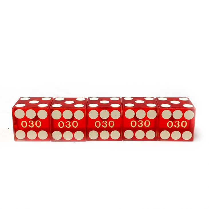 Flush Spots Casino Dice: 3/4 in., High Polish, Razor Edge, Dark Red with Serial Numbers (Stick of 5) main image