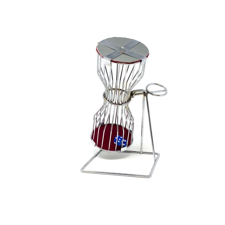 Chuck-a-Luck 10 in. Cage Set: Includes Stainless Steel Cage with 3 Dice and Felt Layout main image