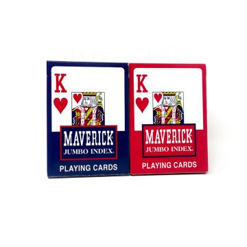 Maverick Playing Cards, Poker Jumbo Index  1/ 2 Blue 1/2 Red - 2 deck minimum