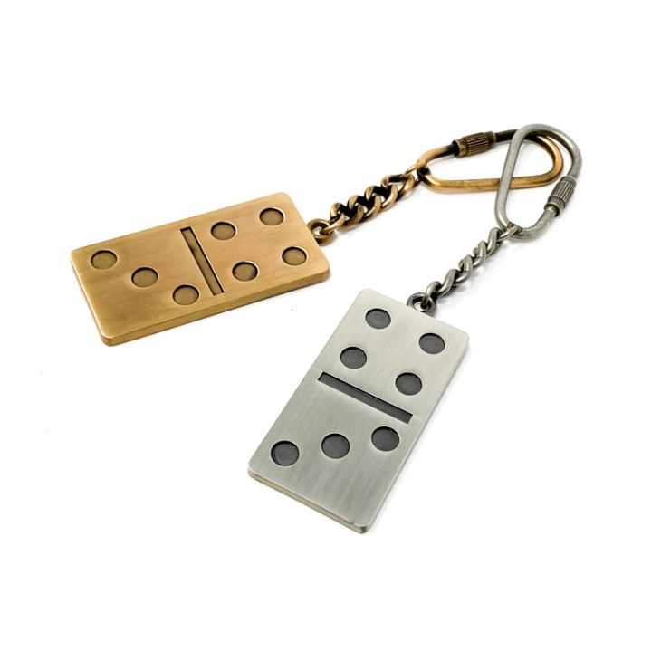 Domino Key Ring in Black Velvet Pouch main image