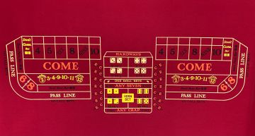 6ft x 62in Craps Double Layout Burgundy (Billiard Cloth)