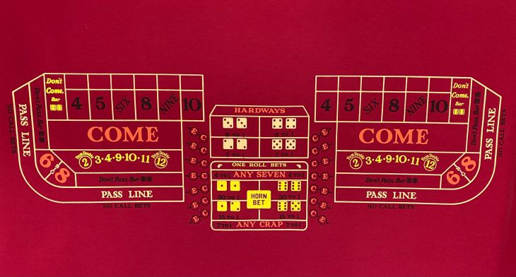 6ft x 62in Craps Double Layout Burgundy (Billiard Cloth) main image