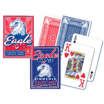 Eagle Cartamundi Playing Cards, Pinochle, 1/2 Blue 1/2 Red - 1/4 gross (36 decks)