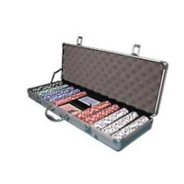 Kem Poker Chip Set: 300 11.5 Gram Dice Chips, Green and Brown Kem Arrow Decks in Aluminum Cas