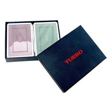 Plastic Playing Cards: Turbo Plastic Playing Cards, Burgundy and Green, Narrow Size, Regular Index