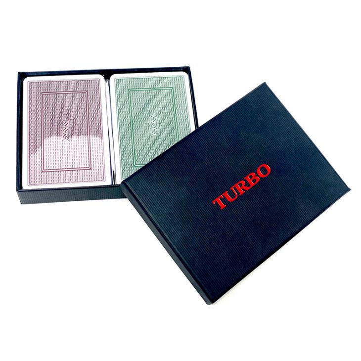 Plastic Playing Cards: Turbo Plastic Playing Cards, Burgundy and Green, Narrow Size, Regular Index main image