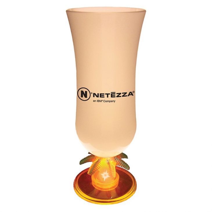 15 oz Light Up Hurricane Glass with Palm Stem main image