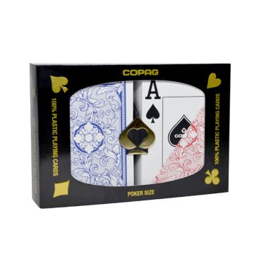 New - Copag Legacy Plastic Playing Cards: Wide, Super Index, Red/Blue