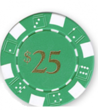 Value Poker Chips: Dice, 11.5 Gram, $25 Green
