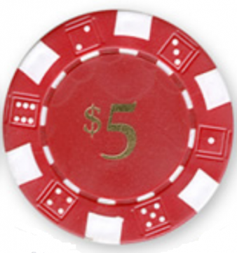 Value Poker Chips: Dice, 11.5 Gram, $5 Red