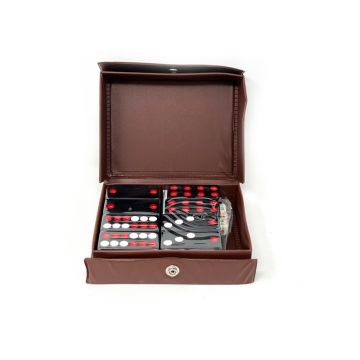 Pai Gow Tile Set in Brown Vinyl Snap-Shut Carry Case