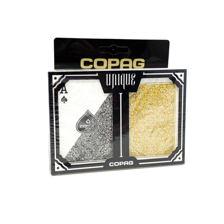 Copag Unique 100% Plastic Playing Cards -   Poker Size, Super Index, Black/Gold 2 Deck Set main image