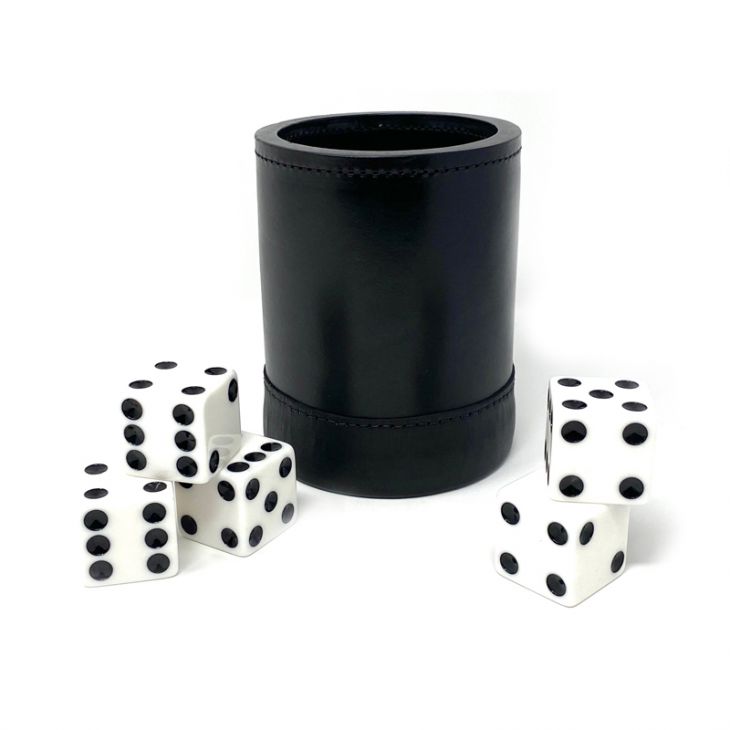 Jumbo Dice Cup: All Leather, with five 1 inch White Dice main image