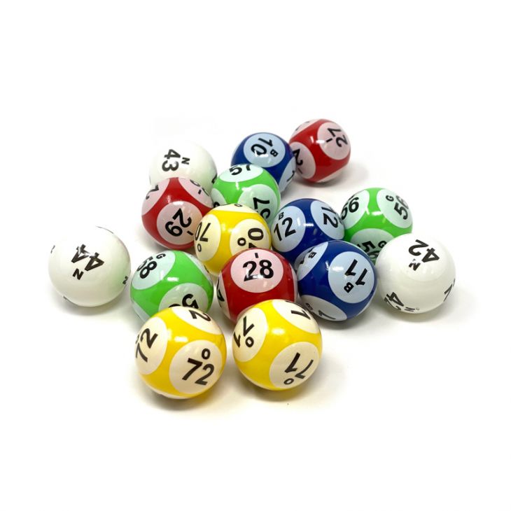 Bingo Balls: Six Sided Bingo Balls, Numbered 1-75, 5 Mixed Colors: Blue, Green, Red, White, Yellow main image