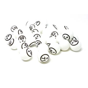 Bingo Balls: Ping Pong Balls Set, Single Numbered 1-75, White