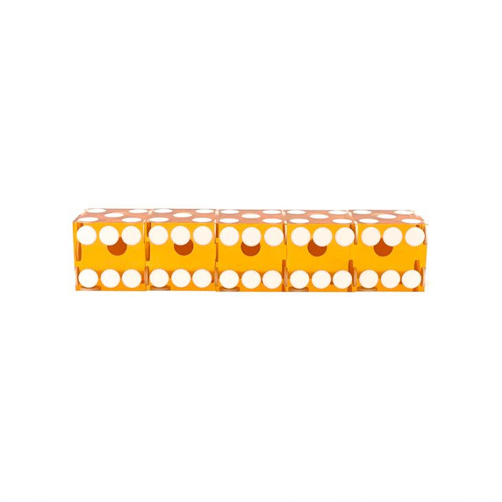 Flush Spots Casino Dice: 3/4 in., High Polish, Razor Edge, Amber (Stick of 5) main image