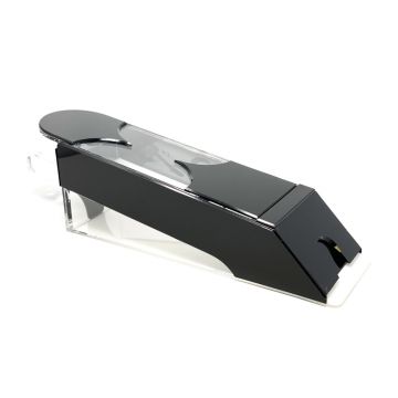 Baccarat Dealing Shoe: 8 Deck Capacity, Black Acrylic with Clear Trim - 21 x 9 x 9 inches