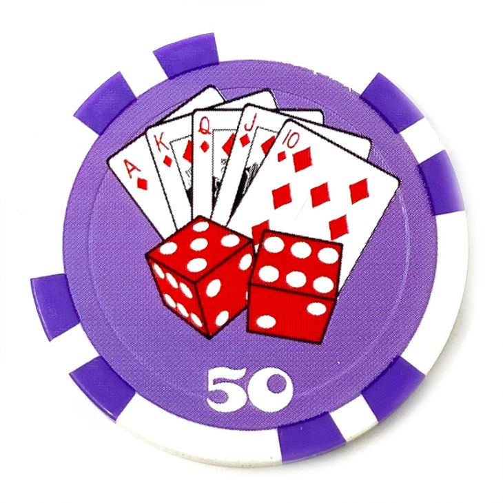 Poker Chips: Royal Flush and Dice Color Inlay Series, 11.5 Gram, $50, Purple main image