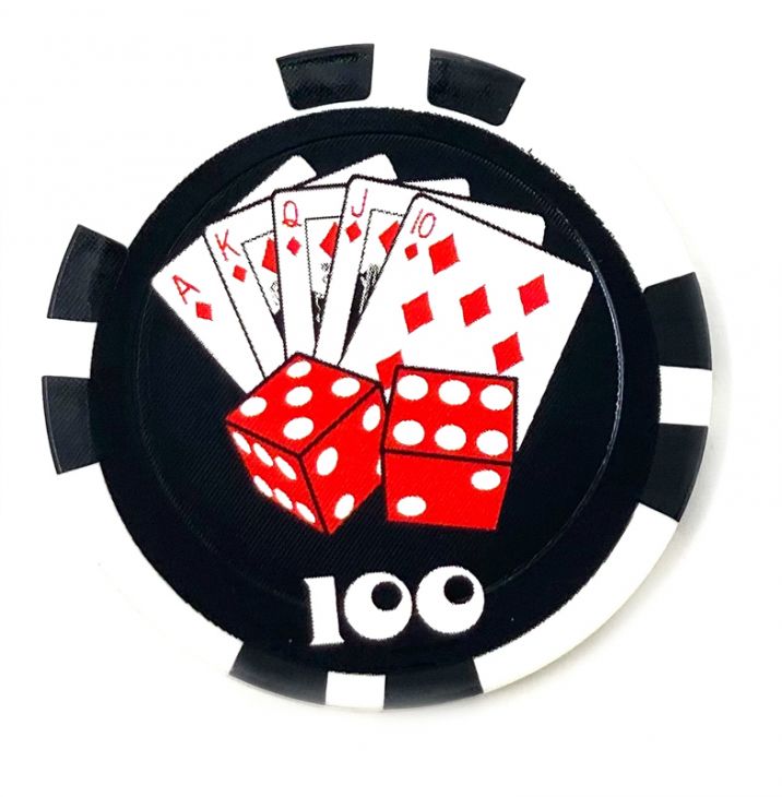 Poker Chips: Royal Flush and Dice Color Inlay Series, 11.5 Gram, $100, Black main image