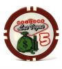 Poker Chips: Las Vegas Color Inlay Series, 8.5 Gram, $5, Red with White Edge Spots