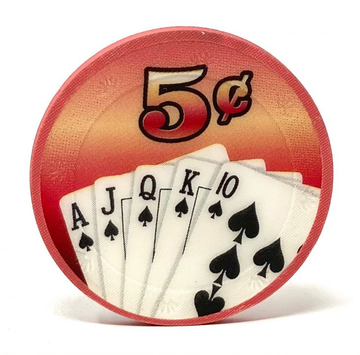 Poker Chips: Royal Flush, 100% Clay, Pre-Denominated Insert both sides, 10 Gram, $0.05, Rose main image