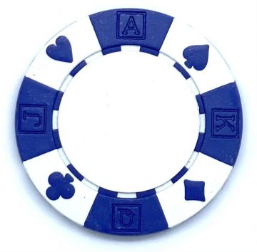 Poker Chips: 13.5 Gram Card Suits, 4 Stripe, White