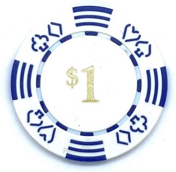Value Poker Chips: Card Suits, 11.5 Gram, $1 White