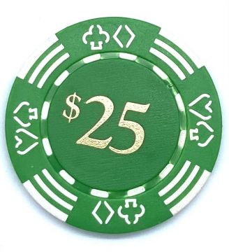 Value Poker Chips: Card Suits, 11.5 Gram, $25 Green