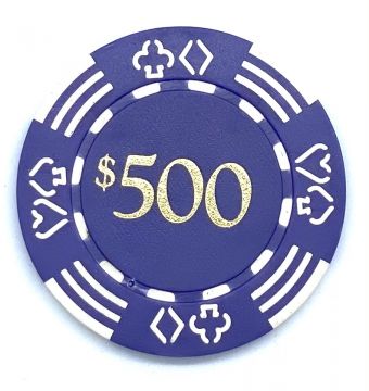 Value Poker Chips: Royal Card Suits, 11.5 Gram, $500 Purple