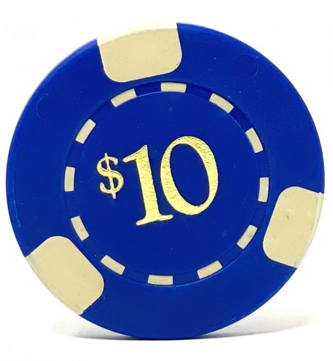 Poker Chips: 3 Edge Spot, 8.5 Gram, Pre-Denominated both sides, $10, Blue main image