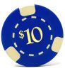 Poker Chips: 3 Edge Spot, 8.5 Gram, Pre-Denominated both sides, $10, Blue