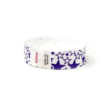 Tyvek 3/4" 1 Color Designer Wristbands, Stars (500 per box)